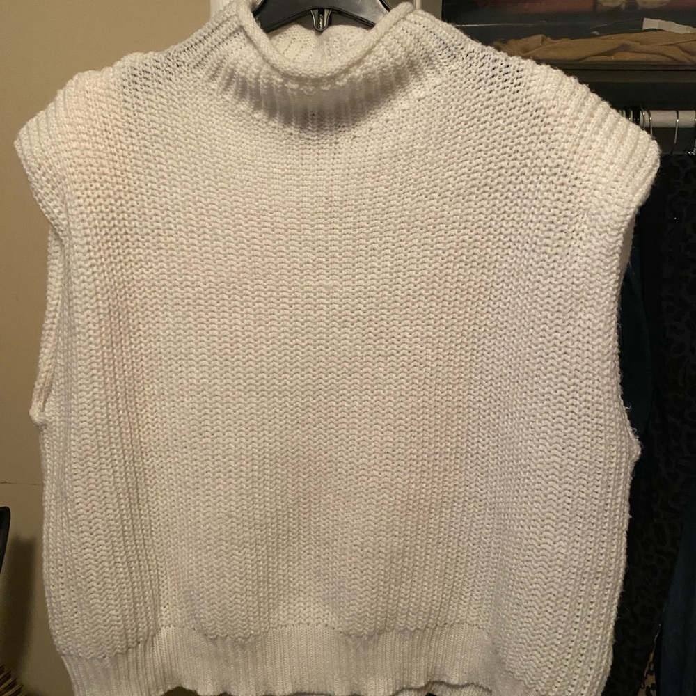 Eloquii Snow Cream Collared Short Sleeve Sweater